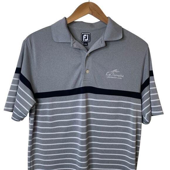 FootJoy Mens Medium Athletic Fit Gray Polo Shirt La Torretta Lake Resort & Spa - Picture 4 of 10